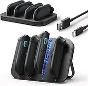 JSAUX Charging Dock Compatible with Nintendo Switch 2 JoyCon Controllers, 4-in-1 Magnetic Charger Station with Adjustable Stand & LED Indicator, Switch 2 JoyCon Charger with 4.9FT USB C Cable