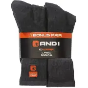 AND1® Men's Crew Socks 11 pack ARCH COMPRESSION~Reinforced heel and toe~Cushion