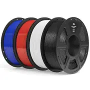 PLA Filament 1.75mm Bundle 4KG, 3D Printer Black, White, Dark Blue, Ture Red