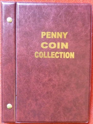 VST AUSTRALIAN 1d PENNY COIN ALBUM 1911 to 1964 MINTAGES PRINTED - RED COLOUR