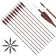 Pure Carbon Arrows Archery 32.5inch Spine 400 Brown Real Feather for Recurve Bow