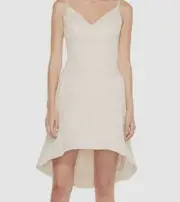 $429 Aidan Mattox Women's Beige Jacquard Sleeveless Fit & Flare Dress Size 4