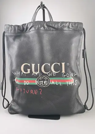 [我是寶琪] 全新未用 Gucci 塗鴉 drawstring 後背包