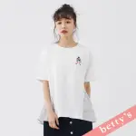 【BETTY’S 貝蒂思】小鬍子點點拼接短袖T-SHIRT(白色)