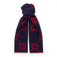 在飛比找momo購物網優惠-【GUCCI 古馳】495592 經典GG大LOGO雙色羊毛