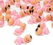 yueton 50pcs Pink Mini Plastic Babies for Party Favor Decor Party Decorations Baby Shower Party Game Ice Cube Game