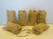 6 BURLAP JUTE SACKS WITH DRAWSTRINGS 6" BY 10" WEDDING PARTY FAVOR GIFT BAGS