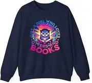 [X.Style] Just A Girl Who Loves Otters and Books. Sea Otter Book Lover ds024 Sweater Navy XL
