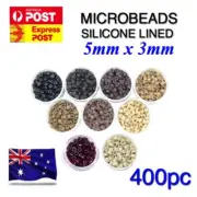 Hair Extension Rings 400 PREMIUM Micro Beads Silicone Lined 5mm x 3mm Aluminium