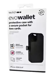 Tech21 Wallet Case for iPhone 12 mini 13 Mini EvoWallet Cover Black Drop Protect