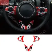 Fit For Mini Cooper Clubman F54 Black Red Steering Wheel Button Frame Trim 3PCS