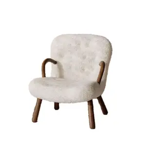 【WELAI】法式奶油風羊羔絨懶人休閒椅-帶腳凳(沙發椅 化妝椅 沙發椅 客廳椅)