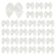 30 Pcs Mini Ribbon Bows, Flower Pearl Sewing Appliques Decoration(White)