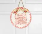 Peach Floral Home Sweet Home Printed Handmade Wood Sign