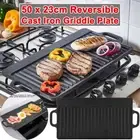 Non-stick Griddle Plate Cast Iron Steak Flat Grill Camping BBQ Skillet Pan