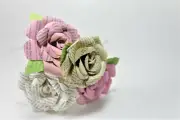 Handmade Paper Rose - From Upcycled Books - Valentines Day Gift - Pink/White
