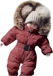 [Generic] Girls Snow Bib 5 6 Girls Jumpsuit Infant Outerwear Hooded Jacket Snowsuit Coat Baby Romper Warm Girls Coat&Jacket Big Kid Snow Jacket Brown