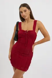Red Bodycon Dress Lace Mini - Size 16XL, Women's Bodycon Dress