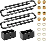 1" Rear Lift Block Fit for Chevy Silverado 1500 1999-2020, Suburban 1500 1995-1999, Tahoe 1995-1999, Leveling Lift Kits Fit for GMC Sierra 1500 1999-2020 with Extra Long Square Leaf Spring U Bolts