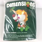 Unicorn Dimensions Needlepoint Kit Ornament 9025 Puffie Stuffns Vtg 5.5" High
