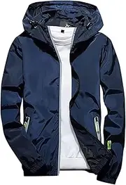 [tuduoms] Mens Soft Shell Fashion Running Jackets Reflective Lightweight Hooded Rain Jacket Waterproof Raincoat Cycling Jacket