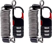 Nayubo 2Pcs 3 Digit Combination Lock with Spring Cable Portable Flexible Security Steel Lock Wire Password Code Lock for Bike Motorcycle Helmet Travel Luggage (Black)