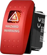 12V 20A Red Led Hazard Warning Rocker Switch Light Illumination Adjustable Flasher Relay Blinker Car Accessories Replace(Switch Only)