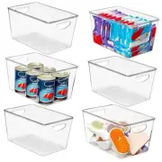 Storage Bins with Lids Stackable - Large Plastic Large (Pack of 6) Clear