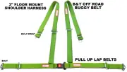 OFF ROAD 2" SEAT BELT 4 POINT B&T FLOOR MOUNT HARNESS BUGGY BELT LIME GREEN