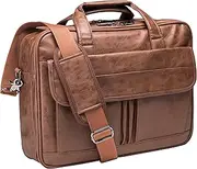 Mens Laptop Bag,15.6 Inch Leather Messenger Bag Water Resistant Business Travel Briefcase, Work Computer Bag Satchel Bag Husband Gifts（Brown）