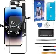 for iPhone 14 Pro Max Screen Replacement, 6.7inch 3D Touch Display Full Repair kit, Digitizer Assembly with Tools Set, Tempered Glass, Instruction