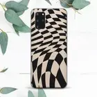 Beige Black Warped Wavy Check Case For Samsung Note 20 S20 S21 S22 S23 S24 FE