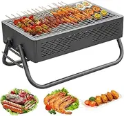 XIULIUU Barbecue Grill, Folding BBQ Tabletop Grill, Portable Barbecue Charcoal Grill, BBQ Tool Kits for Outdoor Grilling Cooking Camping Hiking Picnics Tailgating Backpacking Party
