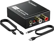 DAC 192KHz Digital to Analog Audio Converter, Aluminum Signal Converter Optical to RCA Converter with Optical Coaxial Cable, Toslink Optical to 3.5mm Adapter for PS4 HD DVD Home Cinema Systems