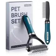 Deshedding Dog Brush Dog Comb Combo, Professional Undercoat Rake, Pet Groomin...
