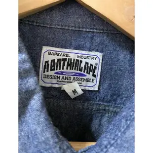 A BATHING APE 丹寧 拼接 牛仔 長袖 襯衫