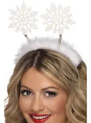 Glittery White Snowflake Head Bopper Christmas Headband