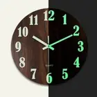 Luminous Wall Clock Silent Quartz Wooden Glow in The Dark Clock Art Home Decor