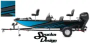 Boat Wrap Kit Cyan Blue Abstract Graphic Modern Fishing Fish Bass Vinyl Decal