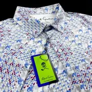 Robert Graham Performance Geometric Camo Golf Polo Shirt White XL $128