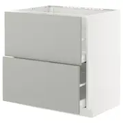 METOD / MAXIMERA base cab f hob/2 fronts/2 drawers, white/Havstorp light grey, 80x60x80 cm