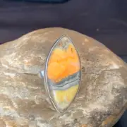 Bumble Bee Jasper Navajo Sterling Silver Ring Size 8 11537