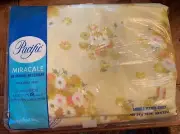 Vintage Pacific Miracale Yellow Floral Double Fitted Sheet - Unopened