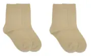 JEFFERIES SOCKS 2 Pairs Cotton Rib Crew Socks -Khaki- NWT Boys M (ages 5-10)