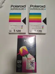 Blank VHS Video Cassette Tapes Polaroid & Memorex 120