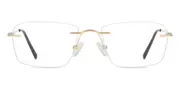 Rectangle Rimless Metal Men's Glasses Online Gold Size 52 - Lenses Included - Private Health Rebate - Blue Light Block - SmartBuy Collection