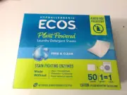ECOS PLANT POWERED LAUNDRY DETERGENT SHEETS "10" sheets- 10 laundry loads