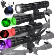 Red/Green/White LED Hunting Flashlight Barrel Scope/Rail Mount Predator Hog Lamp