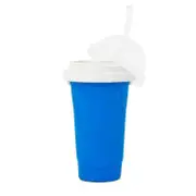 Silicone Slushy Cup for Home, Kitchen, Juice & Soda - Eco-Friendly Double Layer Leak-Proof Design Blue