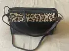 Marc By Marc Jacobs Hand & Shoulder Leopard Black Leather Bag Burgundy Strap